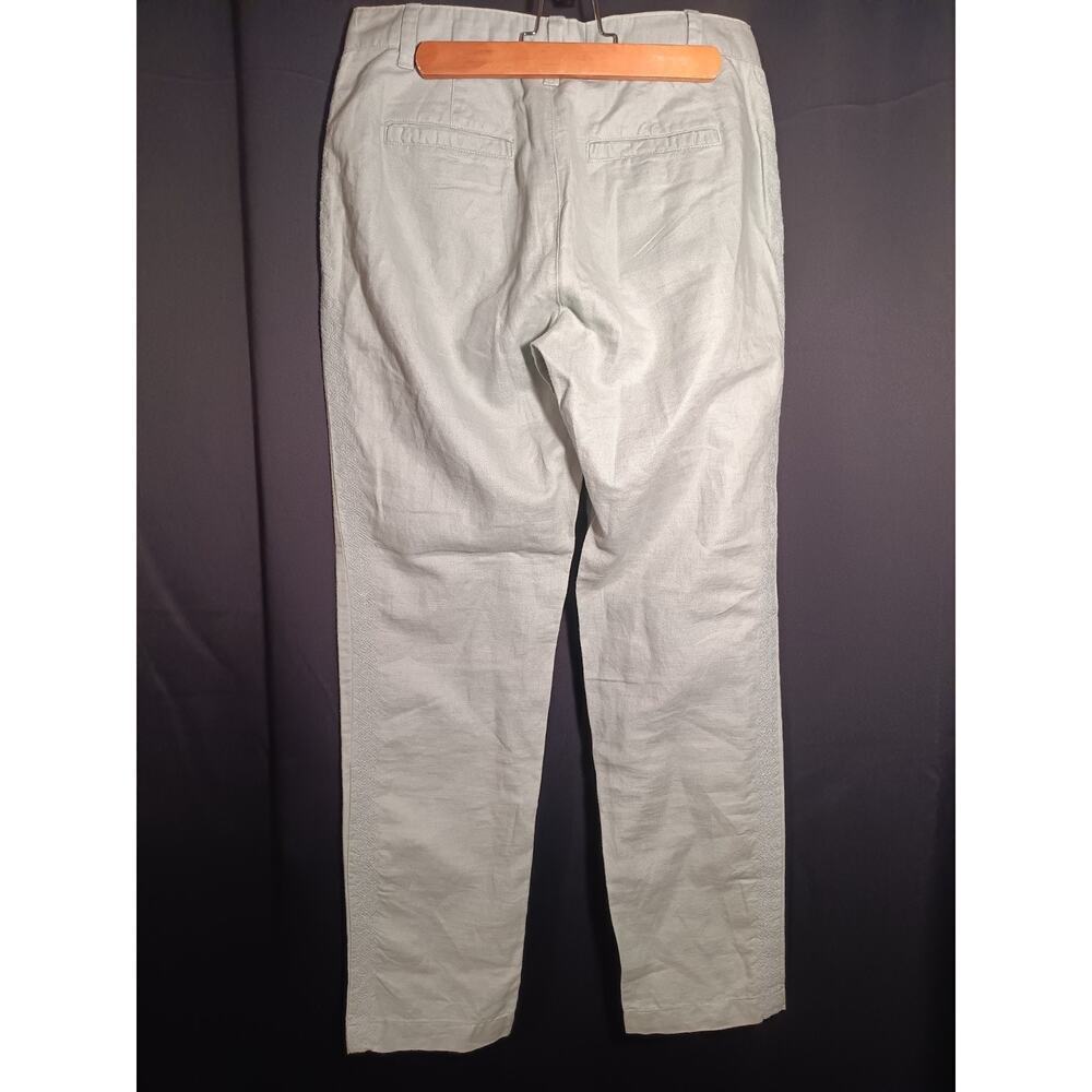 GAP Women’s 2 Regular Girlfriend Chino Pants Sage Green Linen Cotton Mid Rise - Picture 5 of 9
